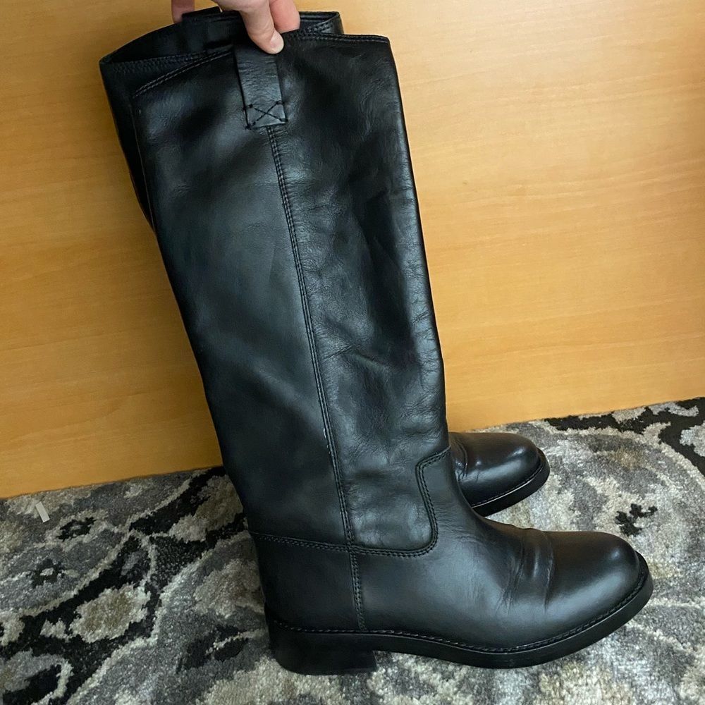 J. Crew Black Leather Knee-High Riding Boots